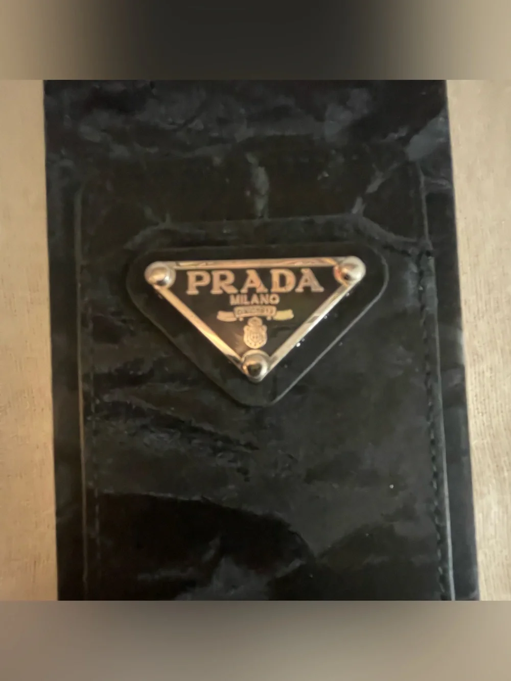 Prada Black Crush Velvet Phone skin with 2 cardholder for iPhone 17pro max